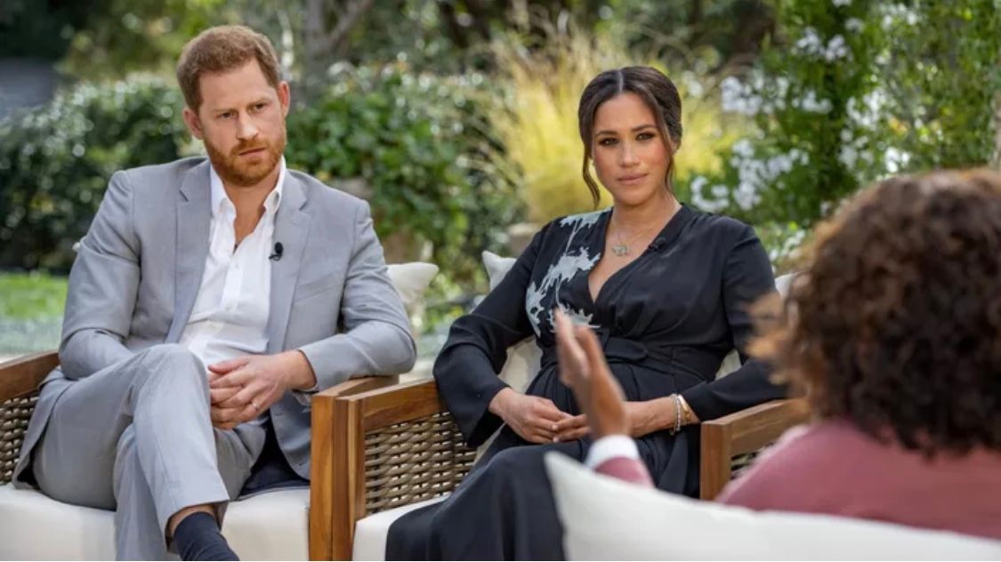 Meghan and Harry: 'We did everything we could' to stay’ Prince Harry and his wife Meghan Markle during the interview with Oprah Winfrey.
